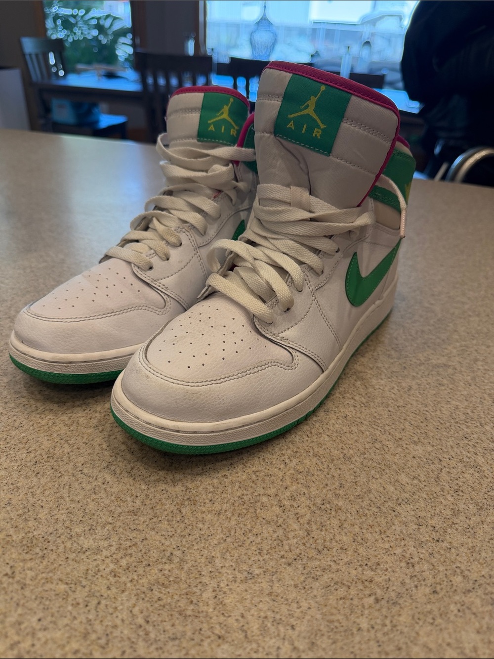 Nike  2015 Air Jordan 1 High-Top Sneakers White Green Pink 8.5Y/ woman’s 10